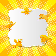 Bird fancy banner comic cartoon style