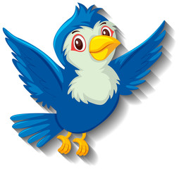 Cute blue bird cartoon character
