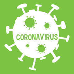 Coronavirus sign with coronavirus text on green background