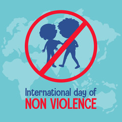 International Day of Non Violence logo with no violence forbidden sign