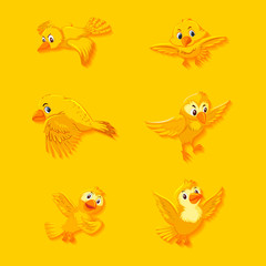 Cute yellow bird cartoon character