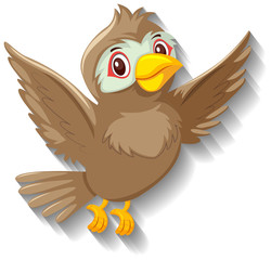 Cute sparrow bird cartoon character