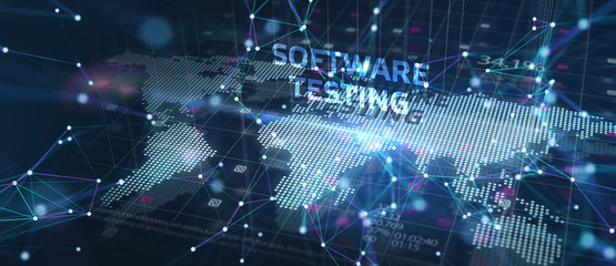 Fototapeta premium Inscription SOFTWARE TESTING on the virtual display. Business, modern technology, internet and networking concept.