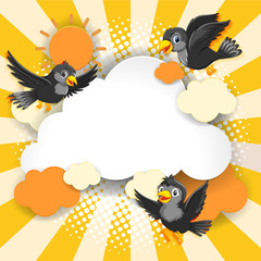 Bird fancy banner comic cartoon style