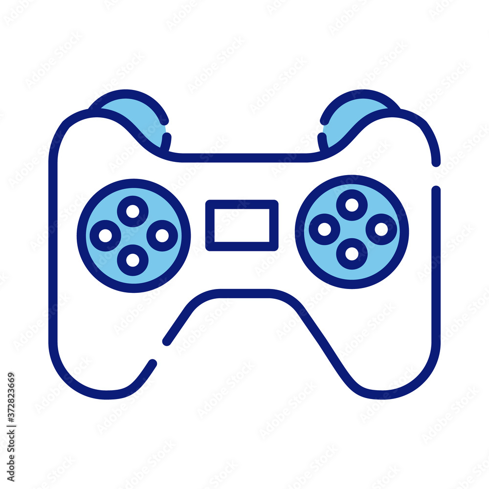 Poster control video game line and fill style icon