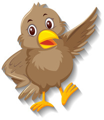 Cute sparrow bird cartoon character