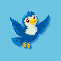 Cute blue bird cartoon character