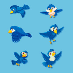 Obraz na płótnie Canvas Cute blue bird cartoon character