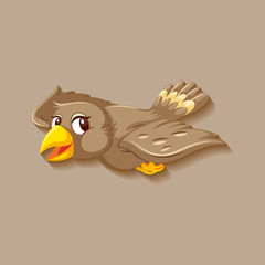 Cute sparrow bird cartoon character
