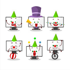 Cartoon character of monitor with various circus shows