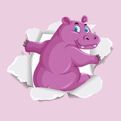 Background template design with wild hippo