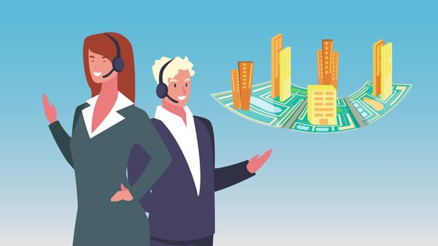 logistic service with buildings in map paper and support agents