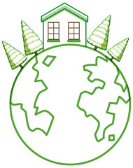 Round globe banner isolated