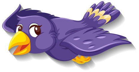 Cute purple bird cartoon character