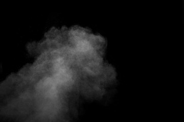 Smoke, steam, vape isolated on black background, looks like a cloud. Abstract background, design element
