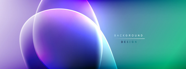 Vector abstract background - liquid bubble shapes on fluid gradient with shadows and light effects. Shiny design template for text