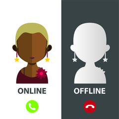 Avatar Face with offline online icons