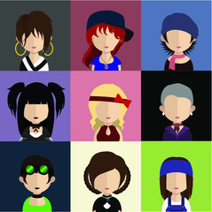 People avatars, Vector women, men avatar