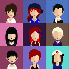 People avatars, Vector women, men avatar