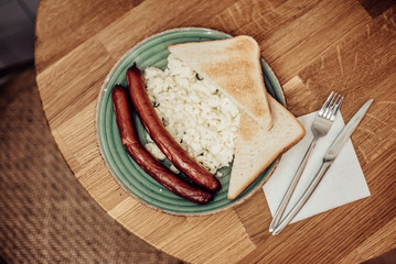 tasty breakfast in the cafe