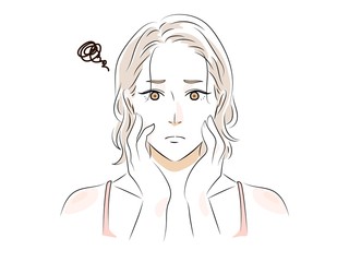 美容女性イラスト　困り顔