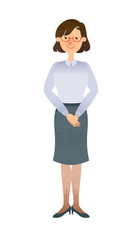 Fototapeta premium 丁寧に立つスーツ姿のメガネの女性