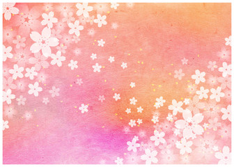 桜_ピンク和紙背景