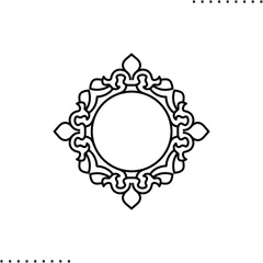 Round filigree Arabic frame vector icon in outlines