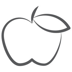 
Apple with leaf, doodle line vector 
