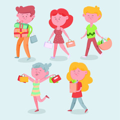 people carrying shopping bags collection