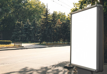 Blank advertising billboard on city street