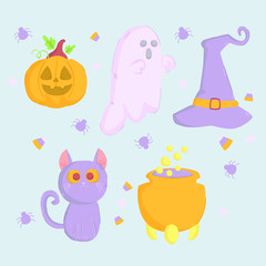 halloween spooky elements hand drawn 