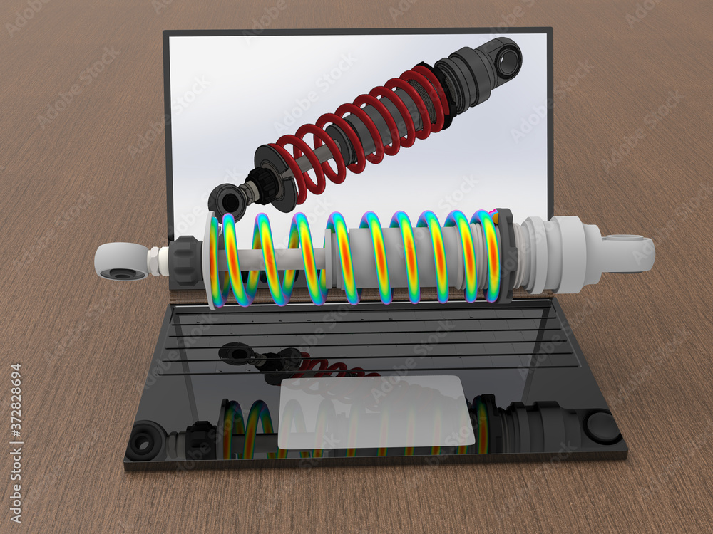 Aufkleber 3d rendering - car suspension finite element analysis