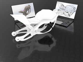 3D rendering -design a motorcycle chassis