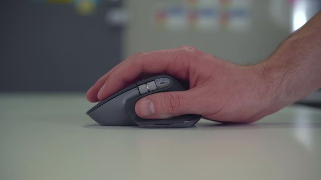 Hand moving and clicking a computer mouse