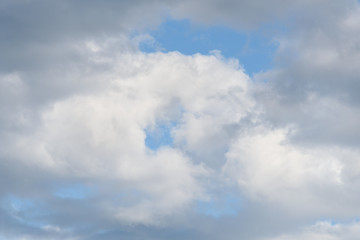 Fototapeta na wymiar Fluffy white clouds against a blue sky as a nature background 