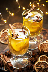 Winter  hot drink with spices, Christmas concept