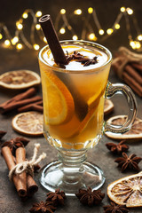 Winter  hot drink with spices, Christmas concept
