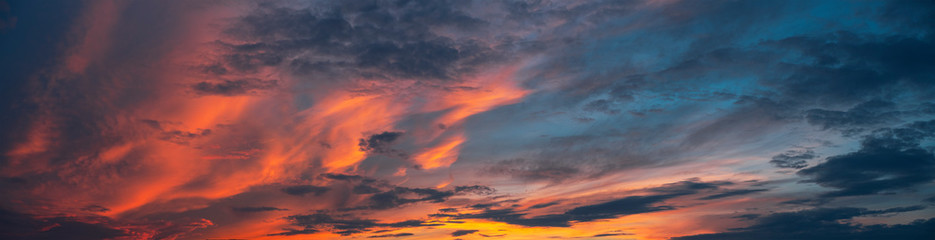 Multi-colored clouds in the rays of light