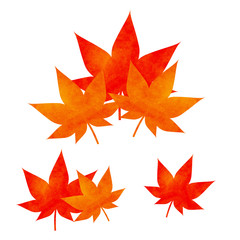 紅葉の葉　もみじのイラスト　赤　オレンジ
Illustration of autumn leaves. leaf. Autumn leaves.