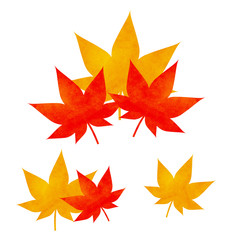 紅葉の葉　もみじのイラスト　黄色　赤
Illustration of autumn leaves. leaf. Autumn leaves.