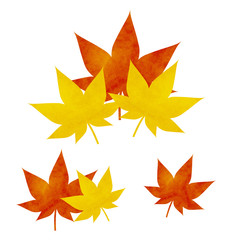 紅葉の葉　もみじのイラスト　赤　黄色
Illustration of autumn leaves. leaf. Autumn leaves.