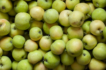 homemade apples as background green closeup