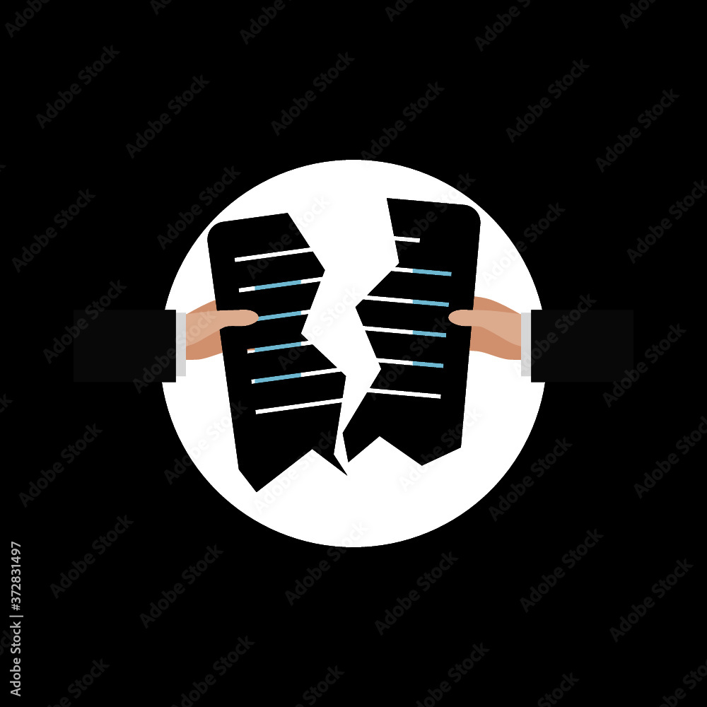 Poster torn document icon isolated on dark background