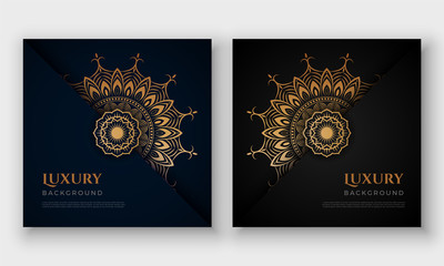 Luxury mandala background with floral ornament pattern. Hand drawn gold mandala design. Vector mandala template for decoration invitation, cards, wedding, logos, cover, brochure, flyer, banner.