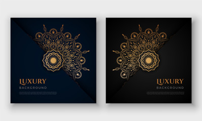 Luxury mandala background with floral ornament pattern. Hand drawn gold mandala design. Vector mandala template for decoration invitation, cards, wedding, logos, cover, brochure, flyer, banner.