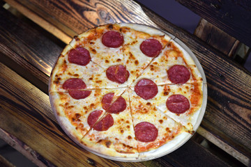pizza, food, cheese, italian, isolated, pepperoni, tomato, dinner, salami, white, baked, meal, crust, ham, mozzarella, snack, lunch, sausage, tasty, sauce, delicious, pepper, fast, dough, meat