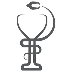 
Healthcare symbol, doodle line icon of caduceus 
