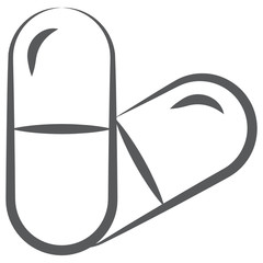 
Plastic coating powder, capsule icon in doodle style   
