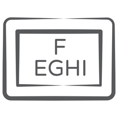 
Doodle line icon of eye test board, eyesight checking chart 
